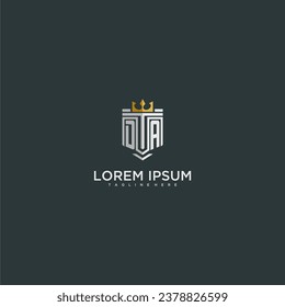 DA initial monogram for crown and shield logo design