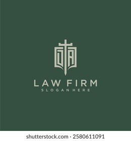 DA initial monogram for law firm with sword and shield logo image