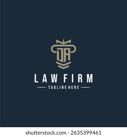 DA empresa de direito logotipo do monograma inicial com design de pilares