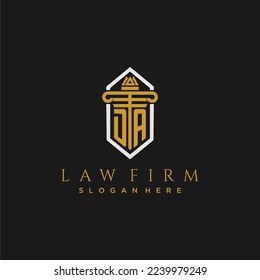 DA initial monogram logo for lawfirm with pillar in creative polygon design