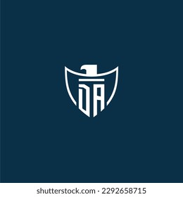DA initial monogram logo for shield with eagle image vector design