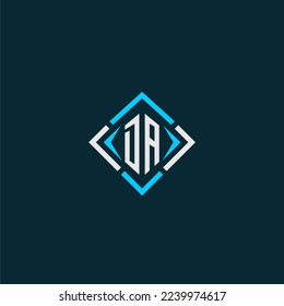 DA initial monogram logo with square style design