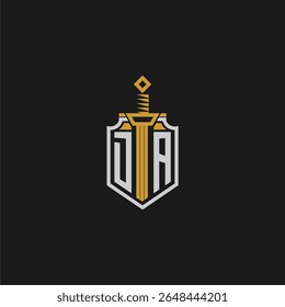 DA initial monogram for shield and sword style image