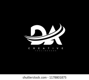 DA Letter Creative Modern Monogram Three White Swoosh Design Logo