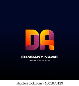 DA Letter initial Logo Vector With colorful, logo for media business