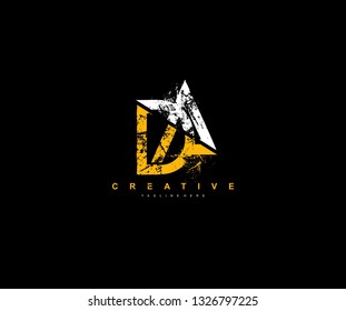 DA Letter Linked Brush Grunge Urban Type Style Logo