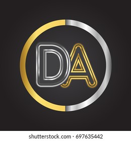 DA Letter logo in a circle. gold and silver colored. Vector design template elements for your business or company identity.