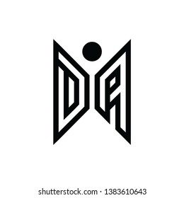 DA letter logo. composition of the shape of the person in the middle. vector eps 10