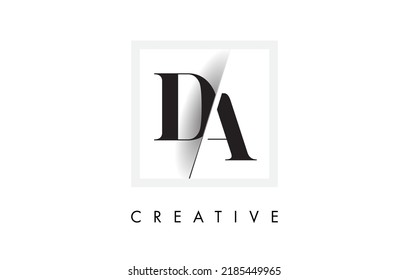 DA Letter Logo Design with Creative Intersected and Cutted Serif Font.