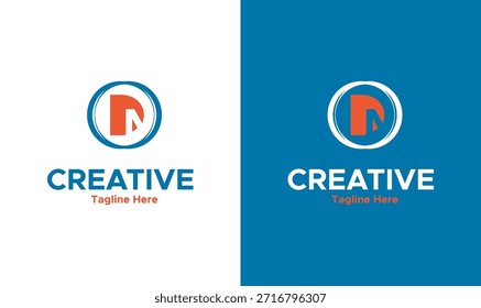 Diseño del logotipo de la letra del DA con el emblema circular moderno, símbolo creativo del monograma para la marca.