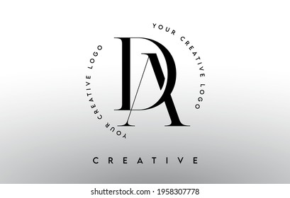 DA Letter Logo Design with Serif Typography Font and Elegant Modern Look in Black and White Colors Vector Illustration.