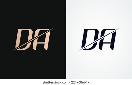 Da Letter Logo Design Vector Template. Gold And Black Letter Da Logo Design