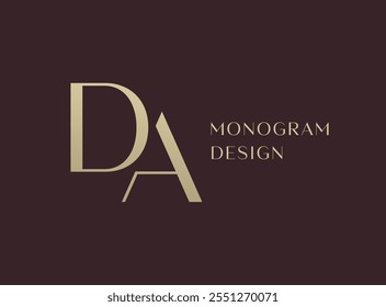 DA letter logo icon design. Classic style luxury initials monogram.