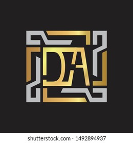 DA Letter logo initial capital monogram with abstrac ornament