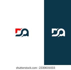 DA, DA letter minimalist logo design template.
