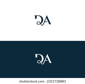 DA, DA letter minimalist logo design template.
