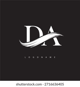 Logotipo del monograma de la letra del DA con la pincelada para la identidad moderna de la marca