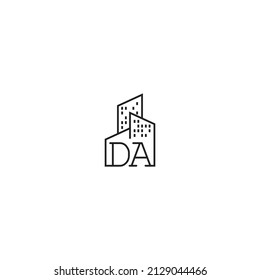 DA line concept logo in high quality professional design that will be best for companies related to real estate