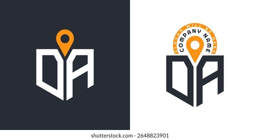 DA Location Logo Bundle. Letter DA Logo Dual Vector Icons for Recruitment and Navigation