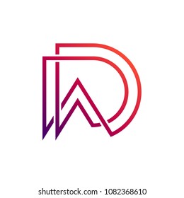 DA Logo, AD Logo, Letter D And Letter A In Unity With Mono Line Style, Logo template Ready For Use