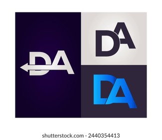 DA logo. DA creative initial latter logo.DA abstract.DA Monogram logo design.Creative and unique alphabet latter logo.