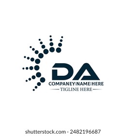 DA logo. D A design. White DA letter. DA, D A letter logo design. Initial letter DA linked circle uppercase monogram logo. D A letter logo vector design. 