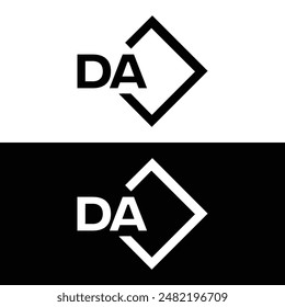 DA logo. D A design. White DA letter. DA, D A letter logo design. Initial letter DA linked circle uppercase monogram logo. D A letter logo vector design. 
