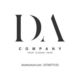 DA logo design. Initial letter d and a serif font style. Creative classic company name typography. Trendy logotype or identity. Vector illustration.