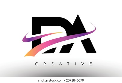 DA Logo Letter Design Icon. DA Letters with Colorful Creative Swoosh Lines Vector Illustration