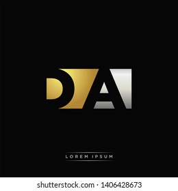 DA Logo Letter with Modern Negative space and Gold combination silver color