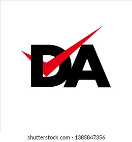 DA Logo Modern of Letter Tick Red Initial Capital Designs Template
