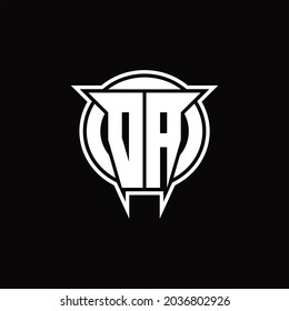 DA Logo monogram with circle rounded shape design template on black background