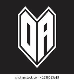 DA Logo monogram with emblem line style isolated on black background