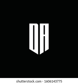 DA logo monogram with emblem style isolated on black background