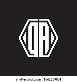 Monograma del logotipo DA con plantilla de diseño redondeado de línea hexagonal