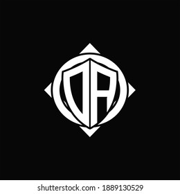 DA Logo monogram isolated circle rounded with compass shape on black background