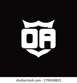 DA Logo monogram with shield around crown shape design template