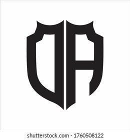 DA Logo Shield style Monogram design template on white background