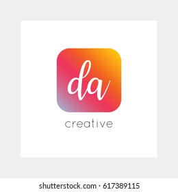 DA logo, vector. Useful as branding symbol, app icon, alphabet element, clip-art.