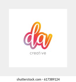 DA logo, vector. Useful as branding symbol, app icon, alphabet element, clip-art.