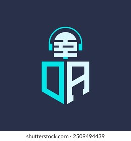 DA Microphone Logo Design for Audio, Music, and Podcast Branding - Letter DA Logo Professional Vector Illustration for Creative Industries