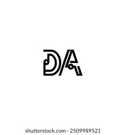 DA monogram logo design letter text name symbol monochrome logotype alphabet character simple logo