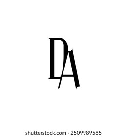 DA monogram logo design letter text name symbol monochrome logotype alphabet character simple logo