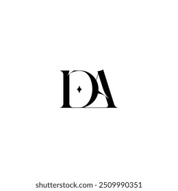 DA monogram logo design letter text name symbol monochrome logotype alphabet character simple logo