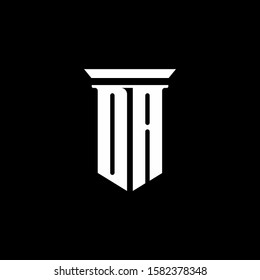 DA monogram logo with emblem style isolated on black background