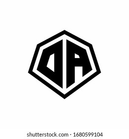 DA monogram logo with hexagon shape and line rounded style design template isolated on white background