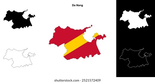 Da Nang blank outline map set