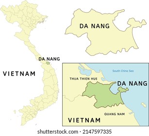 Da Nang city location on map of Vietnam