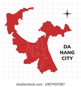 Ilustración del mapa de la ciudad de Da Nang. Mapa de la ciudad de Vietnam