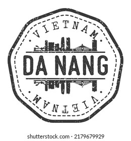 Da Nang, Hải Châu District, Da Nang, Vietnam Stamp Skyline Postmark. Silhouette Postal Passport. City Round Vector Icon. Vintage Postage Design.